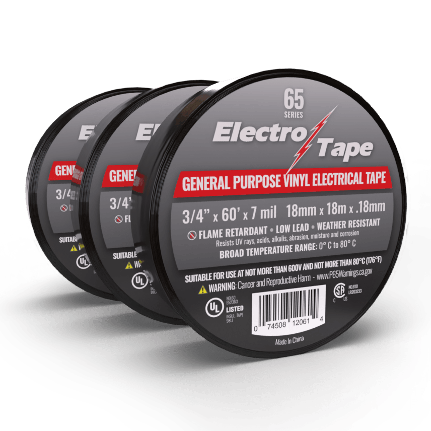 #65  7mil  3/4"x66'  Black General Purpose Electrical tape