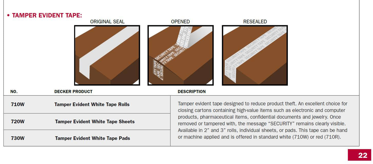 Tamper Evident Tape 710W 2"x55yd